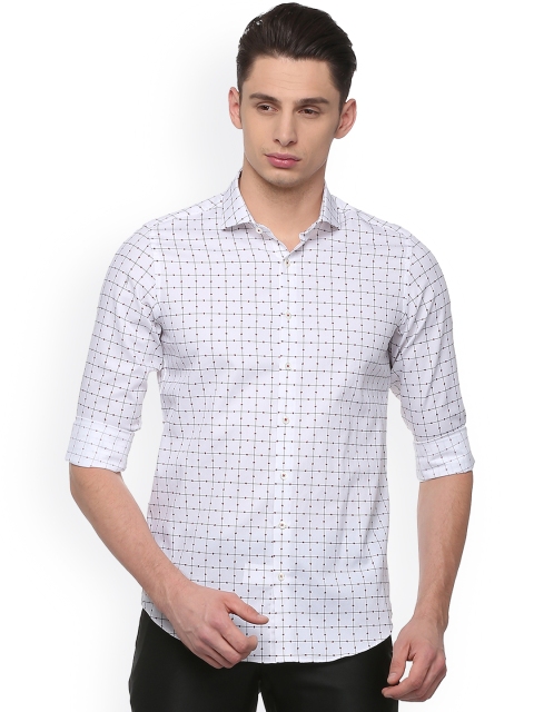 

SIMON CARTER LONDON Men White Regular Fit Checked Casual Shirt