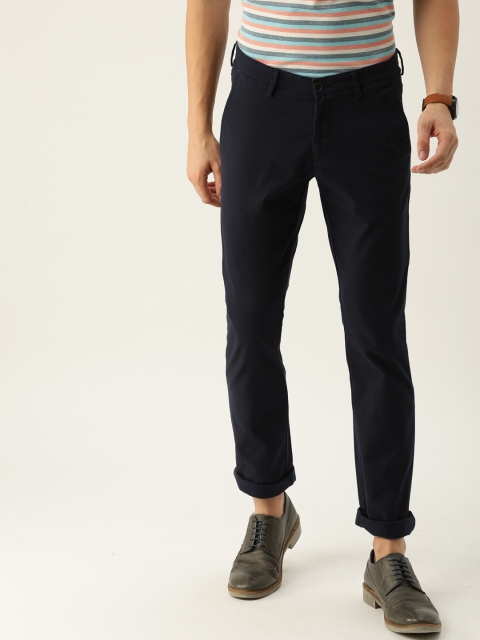 

Allen Solly Men Navy Smart Slim Fit Solid Regular Trousers, Navy blue