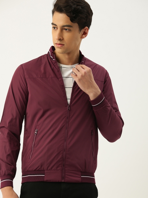 

Allen Solly Men Maroon Solid Bomber Jacket