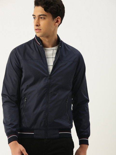 

Allen Solly Men Navy Blue Solid Bomber Jacket