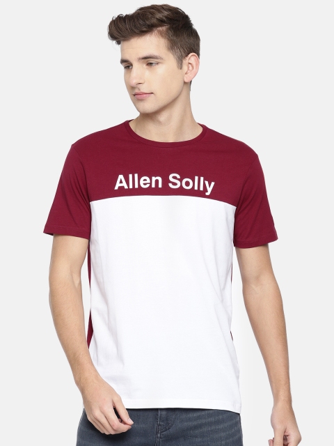 

Allen Solly Men White & Maroon Colourblocked Round Neck T-shirt