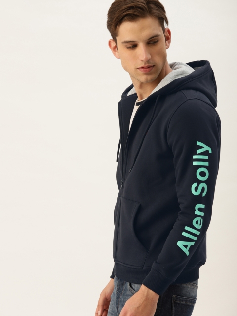 

Allen Solly Men Navy Blue Printed Hooded Sweatshirt