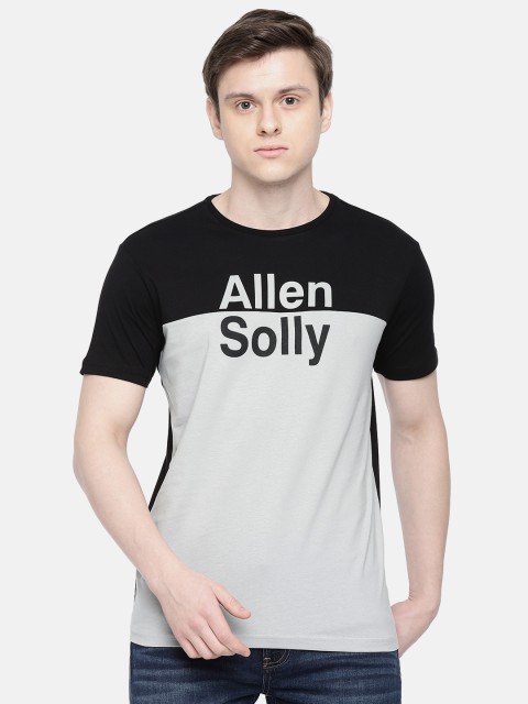 

Allen Solly Men Grey & Black Colourblocked Round Neck T-shirt