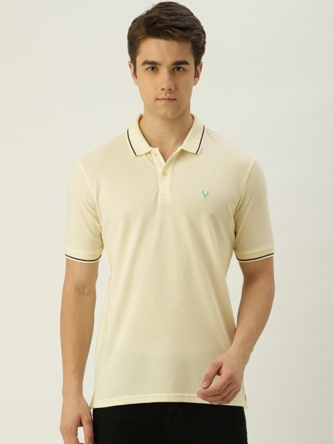

Allen Solly Men Cream-Coloured Solid Polo Collar T-shirt