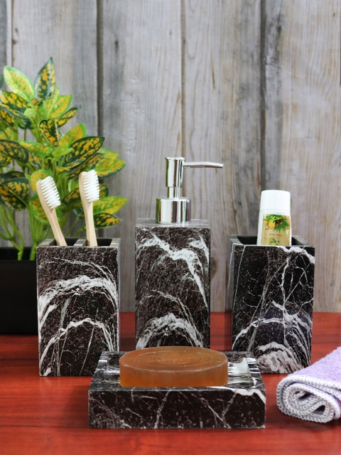 

Shresmo Set Of 4 Brown & White Polyresin Bath Accessories
