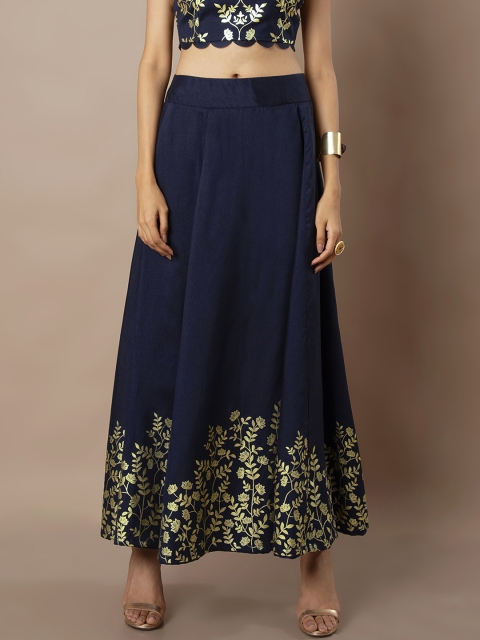 

INDYA Women Blue Embellished Flared Maxi Skirt