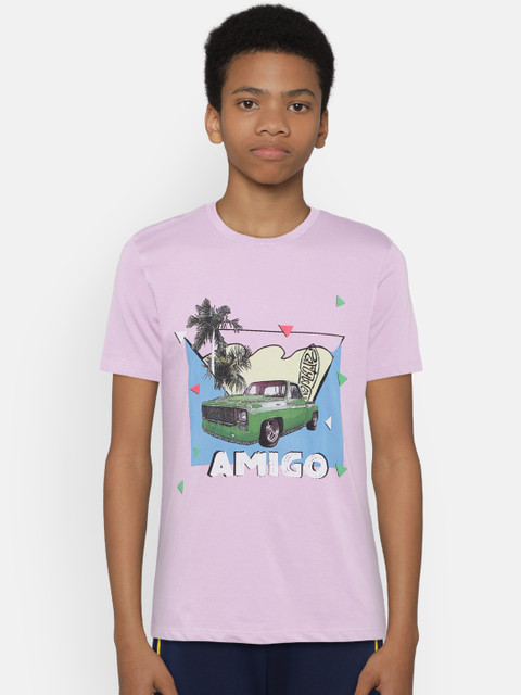 

Bossini Boys Purple Printed Round Neck T-shirt