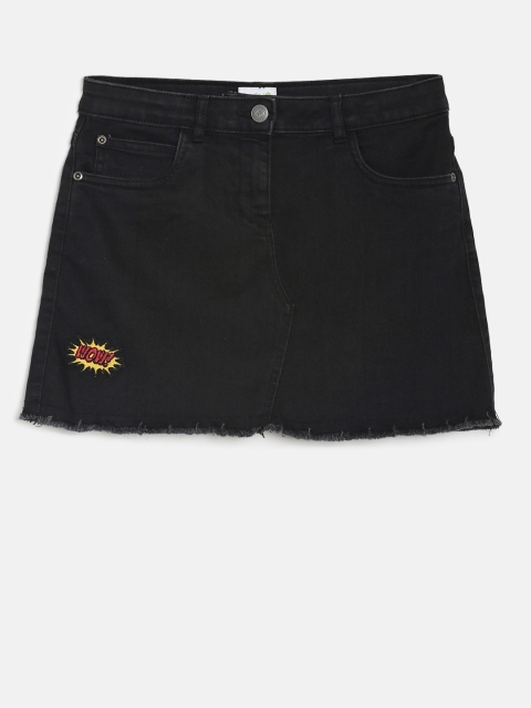 

Bossini Girls Black Solid Denim Skirt