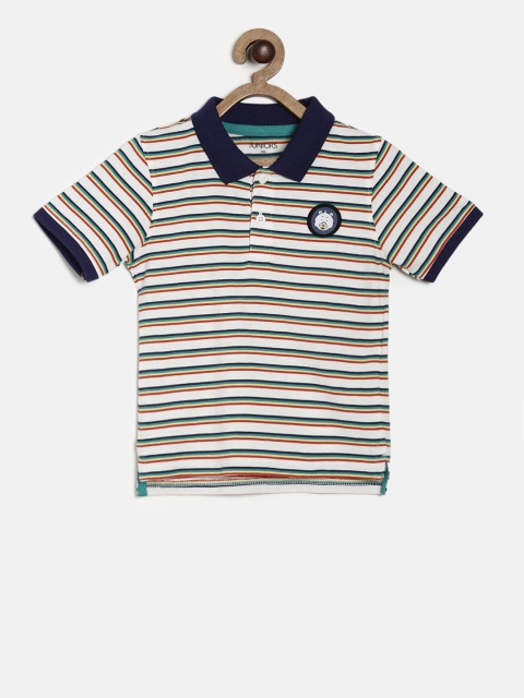 

Juniors by Lifestyle Boys Off-White Striped Polo Collar T-shirt