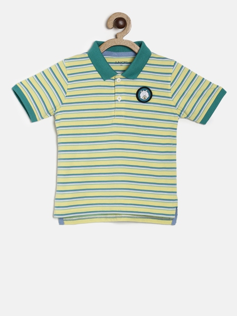 

Juniors by Lifestyle Boys Yellow & Green Striped Polo Collar T-shirt