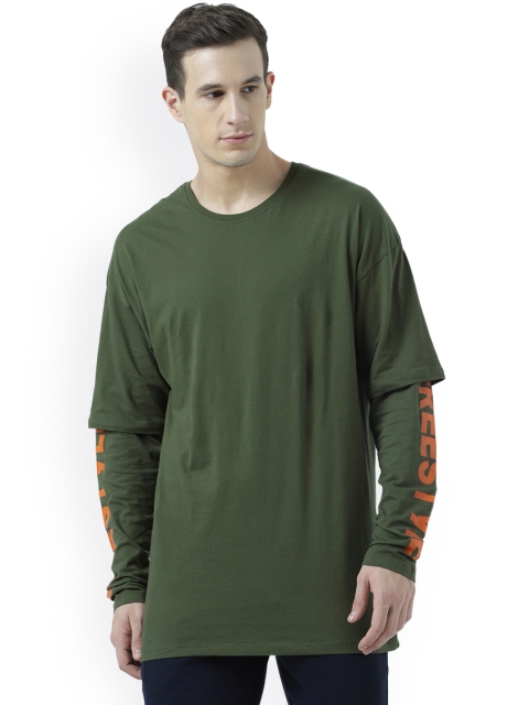 

Wear Your Mind Men Green Solid Round Neck T-shirt
