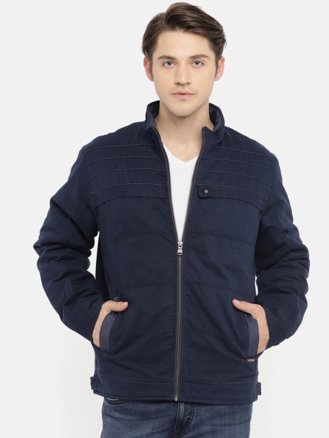 

Duke Men Navy Blue Solid Padded Jacket