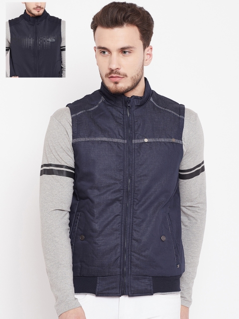

Duke Men Navy Blue Solid Reversible Tailored Jacket