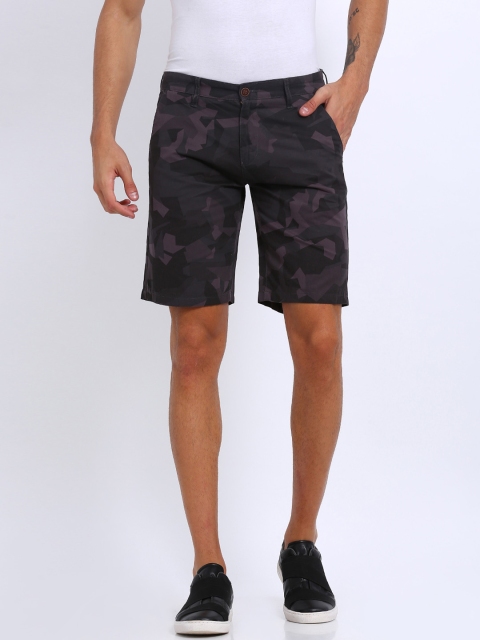 

Crocodile Men Charcoal Grey Printed Slim Fit Regular Shorts