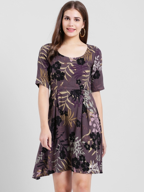

Zink London Women Multicoloured Printed Fit and Flare Dress, Multi