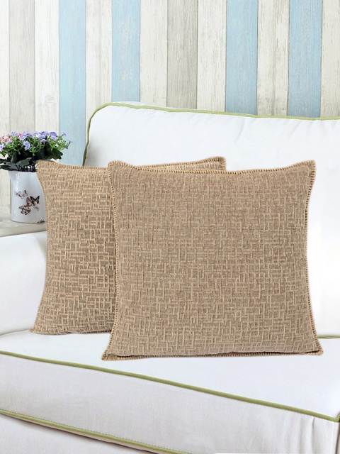 

Saral Home Beige Set of 2 Geometric Square Cushion Covers