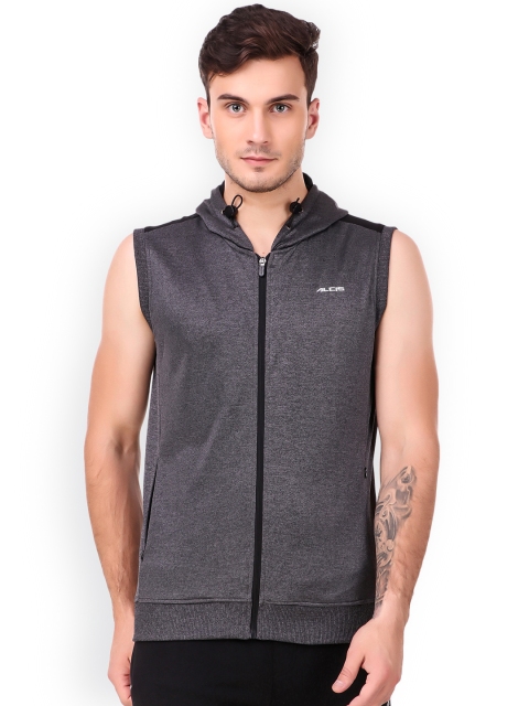 

Alcis Men Grey Solid Hooded Sweatshirt