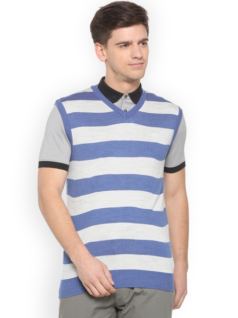 

Allen Solly Men Blue & White Striped Pullover Sweater