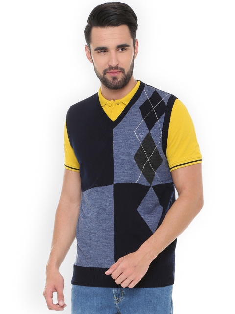 

Allen Solly Men Navy Blue Self-Design Pullover Sweater