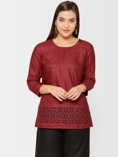 

Fabindia Women Solid Straight Kurti, Maroon