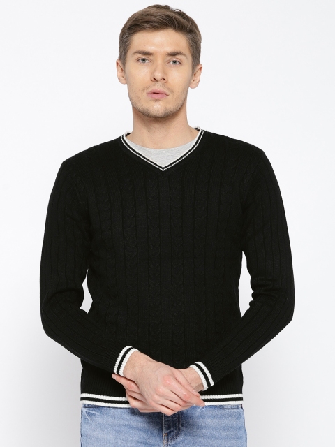 

American Eye Men Black Cable Knit Pullover