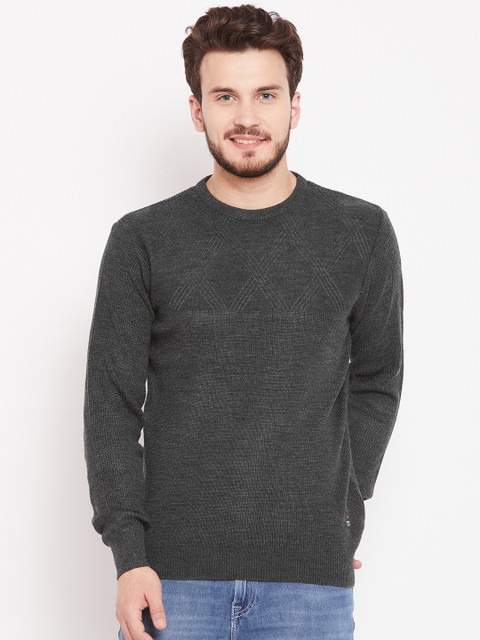 

American Eye Men Charcoal Grey Solid Pullover