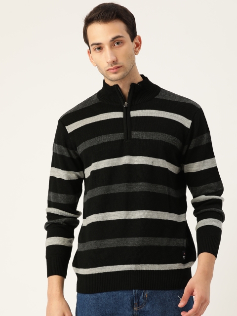 

American Eye Men Black & Grey Striped Pullover