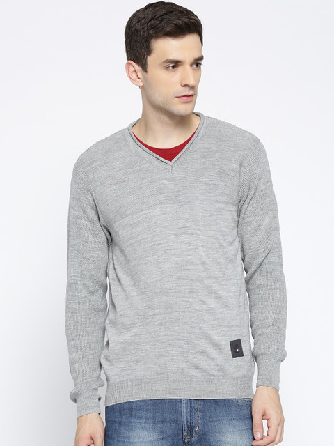 

American Eye Men Grey Melange Solid Pullover