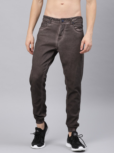 

HRX by Hrithik Roshan Men Brown Mid-Rise Clean Look Stretchable Jogger Jeans
