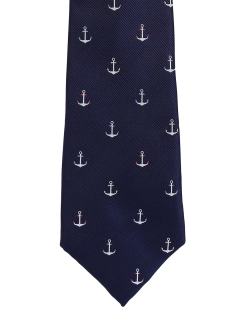 

Alvaro Castagnino Men Blue & White Woven Design Broad Tie, Navy blue