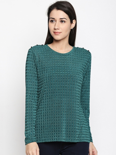 

Annabelle by Pantaloons Women Teal Green Self-Design Top