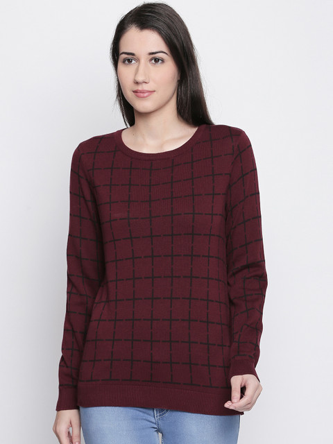 

Annabelle by Pantaloons Women Maroon Checked Top