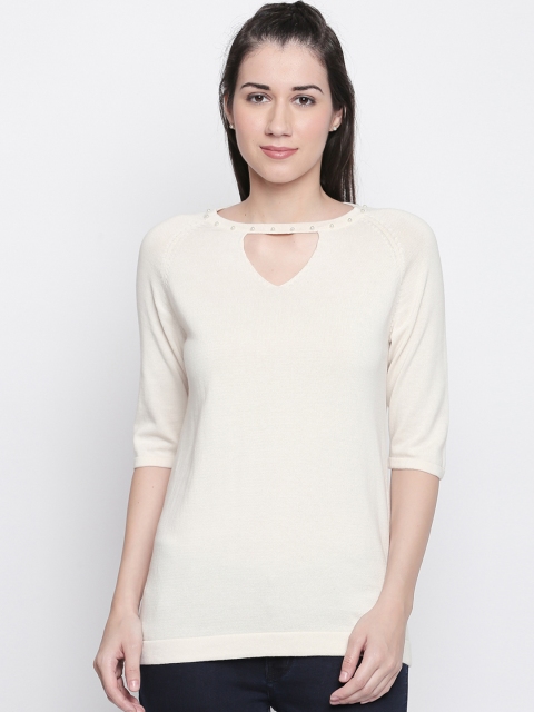 

Annabelle by Pantaloons Women White Solid Pure Cotton Top