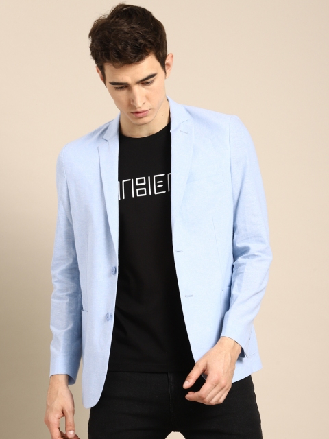 

ether Men Blue Single-Breasted Regular Fit Casual Blazer
