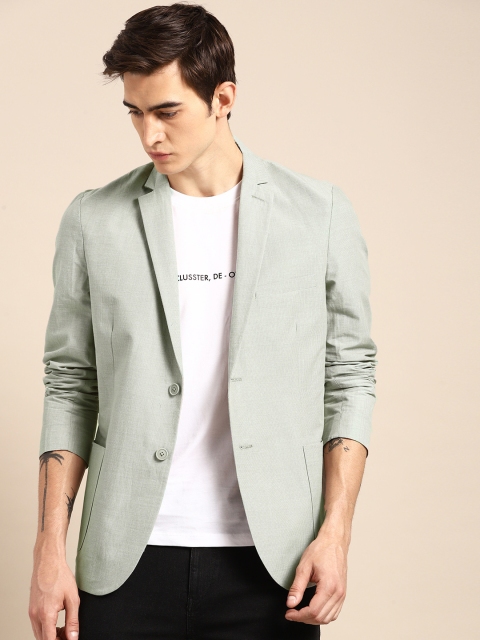 

ether Men Beige Self-Design Single-Breasted Regular Fit Casual Blazer