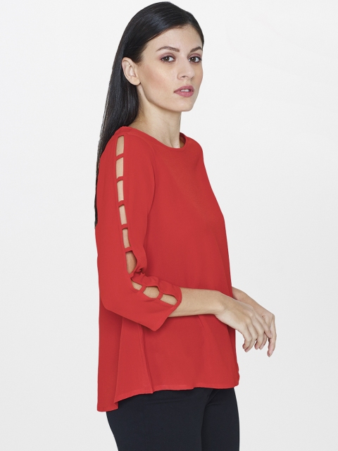 

AND Women Red Solid Top
