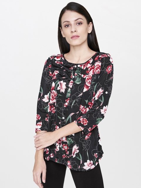 

AND Women Black Printed Top