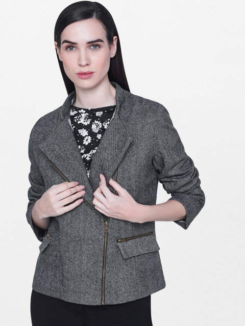 

AND Women Grey Self Design Tailored Jacket