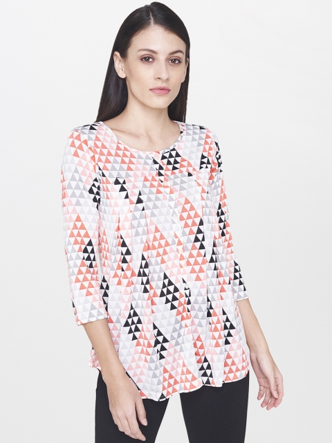 

AND Women Coral Printed A-Line Top