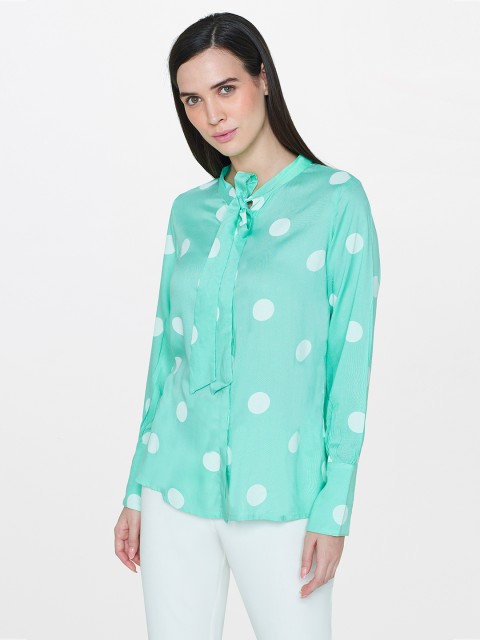 

AND Women Green Regular Fit Printed Casual Shirt