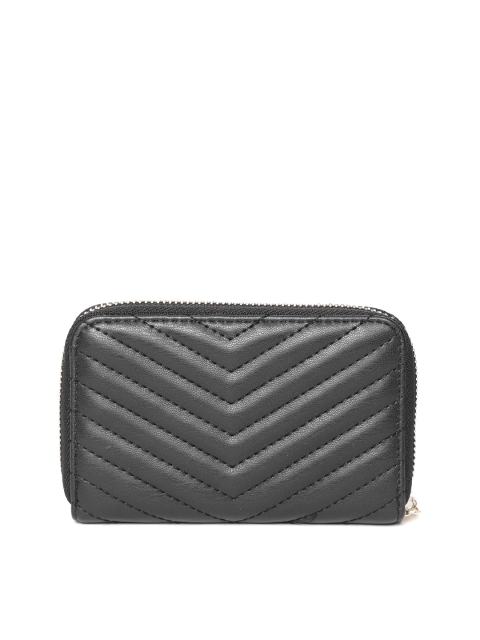 

FOREVER 21 Women Black Quilted Zip Around Wallet