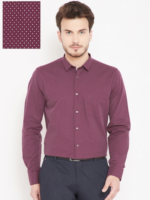 

Blackberrys Men Burgundy Slim Fit Printed Formal Shirt