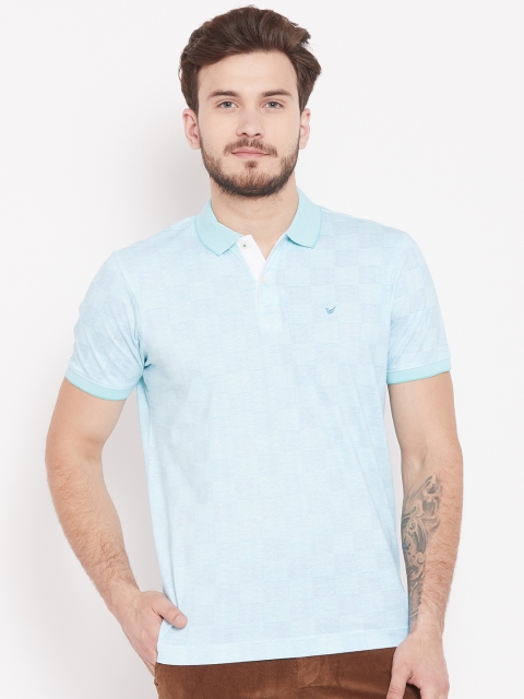 

Blackberrys Men Sea Green Printed Polo Collar T-shirt