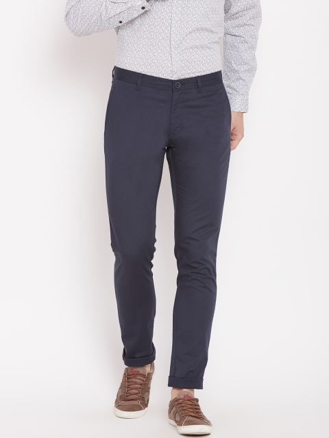 

Blackberrys Men Navy Blue Sharp Regular Fit Solid Chinos