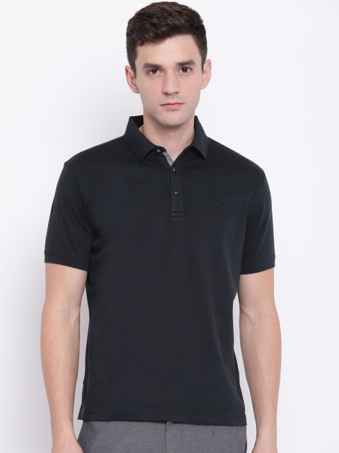 

Blackberrys Men Navy Blue Self Design Polo Collar T-shirt