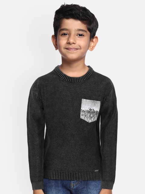 

Lee Cooper Boys Charcoal Black Solid Pullover Sweater