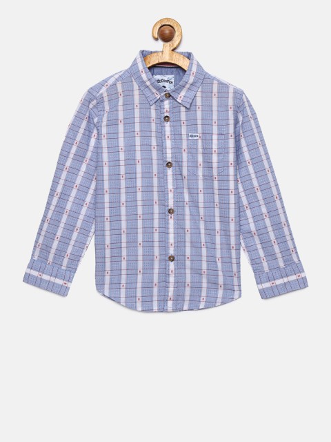 

Lee Cooper Boys Blue & White Regular Fit Printed Casual Shirt