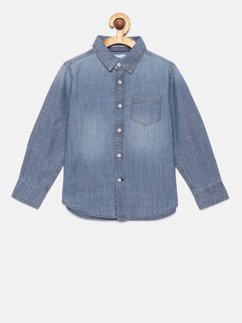 

Lee Cooper Boys Blue Regular Fit Faded Casual Denim Shirt