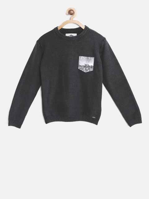 

Lee Cooper Boys Charcoal Grey Solid Pullover