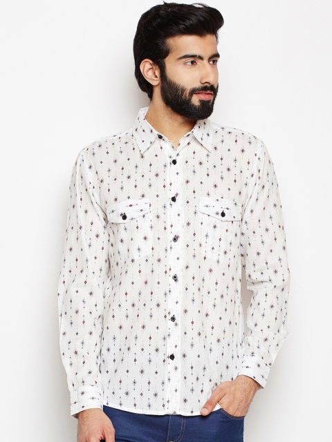 

Oxolloxo Men Black Regular Fit Abstract Printed Casual Shirt, Off white